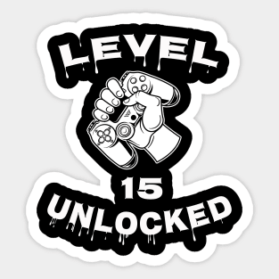 Level 15 Unlocked - Funny Mens 15th Birthday Gamer Sticker